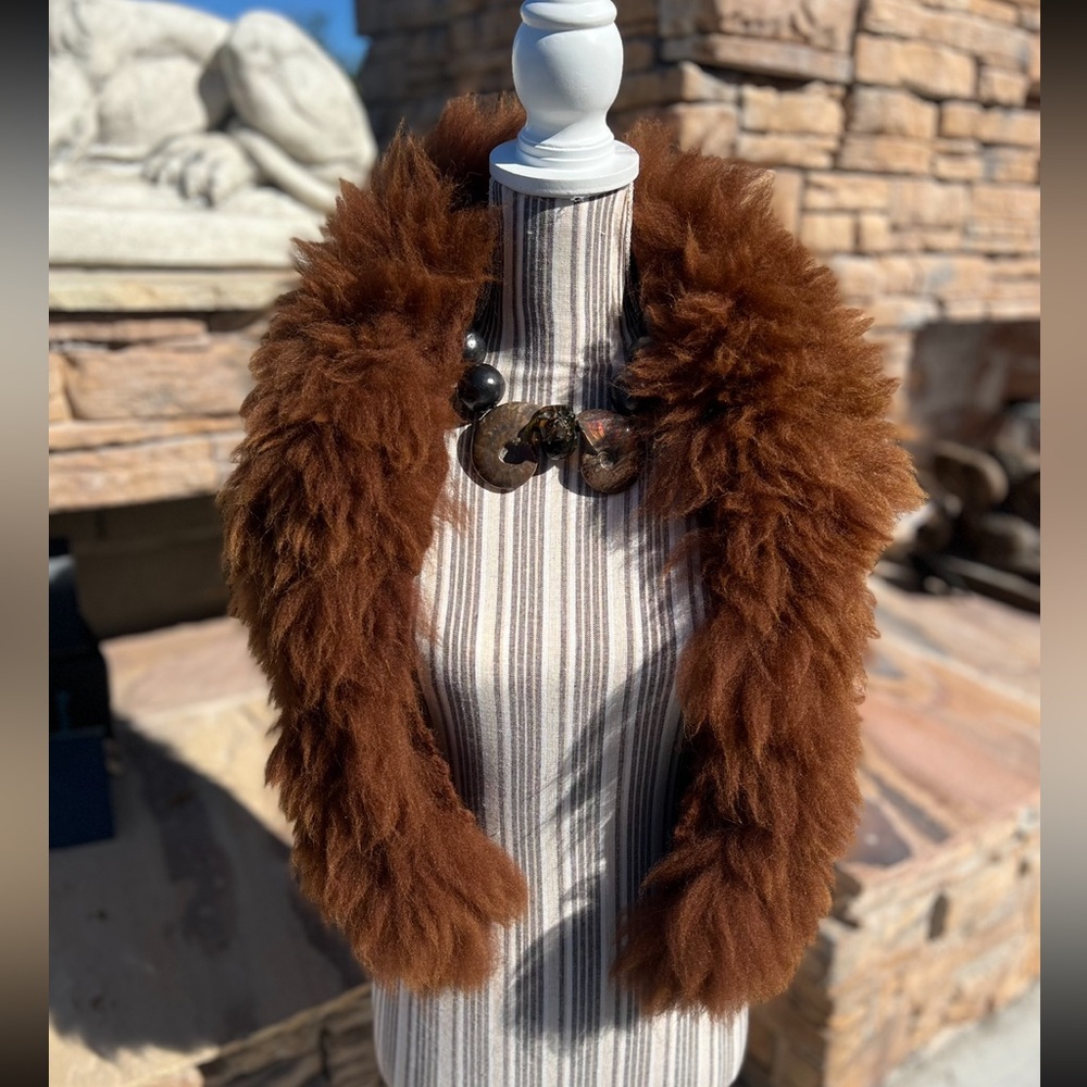 Brown Felted Alpaca Fur Collar/Scarf
